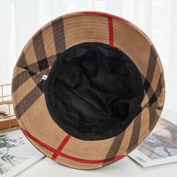 New Women’s Faux Suede Plaid Bucket Hat – Adjustable Fit - Picture 5 of 10